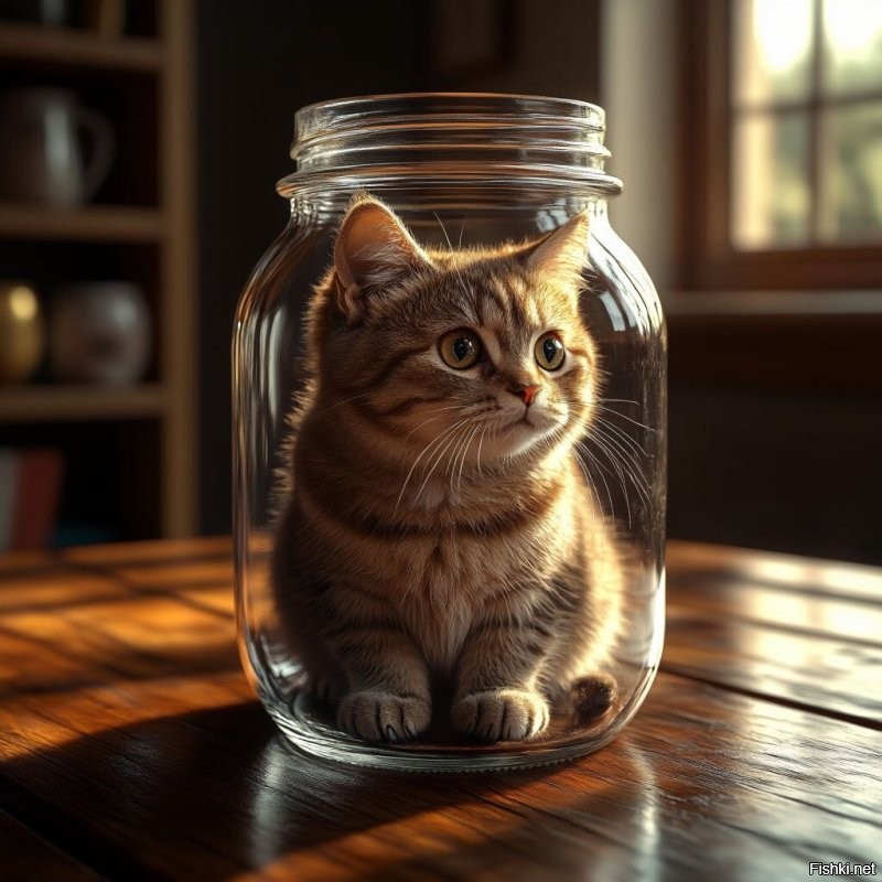 Кошку случайно закрыли в банке