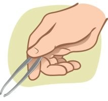 Нудно, это пинцетом.