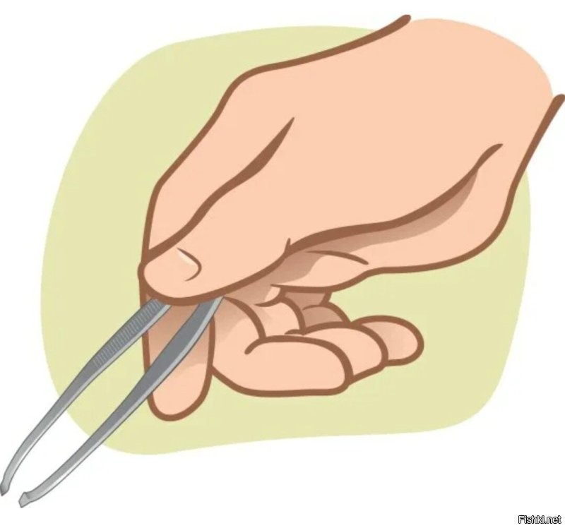 Нудно, это пинцетом.