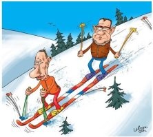 Лыжник едва не упал в ледниковую трещину