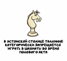 Я то думал что женщины на роликах с интернета говорят : "Половой акт должен длиться больше часа!!" Они в быстрые шахматы хотят поиграть.
Эстонцы походу те еще мазахисты. Я с своей регулярно играю - 10 минут душ, 1.5 часа шахматы, 3-10 минут секс.