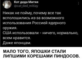 Аааа... Ну точно! Эти же даже поблагодарили США за ядерную бомбардировку!
