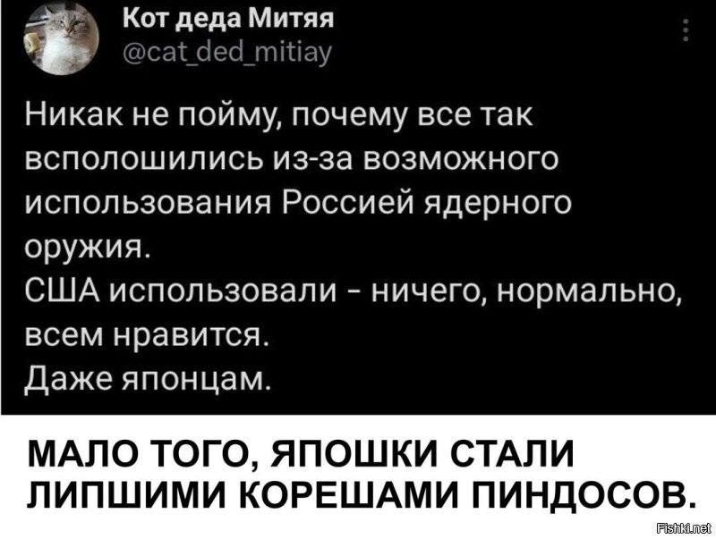Аааа... Ну точно! Эти же даже поблагодарили США за ядерную бомбардировку!