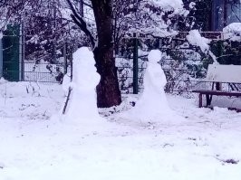 Да, есть такое. Мы с дочкой слепили деда Мороза и снегурочку. На следующее утро вандалы уничтожили. А снеговики красивые получились.