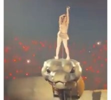 Певица прокатилась на огромной модели змеи на концерте