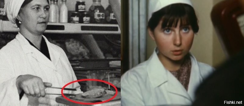 Вспомнился фильм "Мама вышла замуж" 1970, где Бурляев колбасу покупает на последние деньги:
- Отдельной 76 грамм.
- Вам нарезать или кусочком?
- Куском.