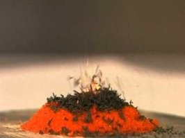 Красиво горит этот двухромовокисллый аммоний!   
Все помнят знаменитый опыт "вулкан"?