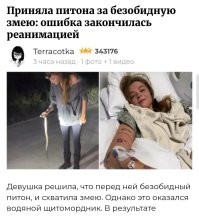 Может, всё же, приняла щитомордника за безобидную змею - питона. 

Хотя и питон уди(а)вить может.