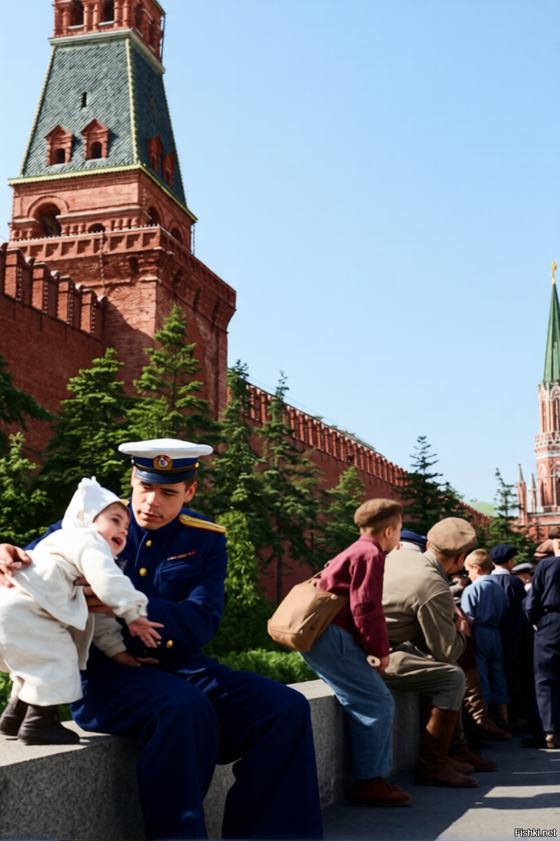 Москвичи у Кремля, Москва, 1947 год