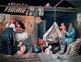 Насколько я слышал, в старину крестьяне, у которых своей бани нет, ходили мыться к соседям. Это логично. Баня не каждый день используется, всегда можно найти, у кого она сегодня простаивает и договориться за мзду малую воспользоваться.
С другой стороны про то, что в хате мылись растапливая русскую печь, особенно зимой, я тоже слыхал. И даже видел эту процедуру в каком-то художественном историческом фильме. Может, режиссёра даже консультировали по этому вопросу знающие люди. Опять же, картинки всякие. Не на пустом же месте они появились.