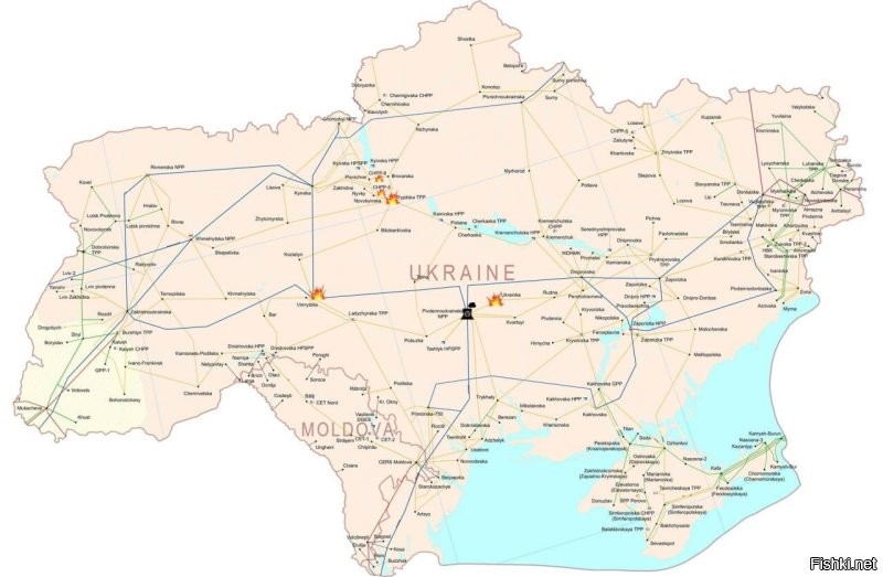 1. За три недели украинским слесарям удалось частично ввести в строй ТЭЦ-5 и ТЭЦ-6. Нормально дымит и Трипольская ТЭС (см. схему Киевского энергоузла)
В целом, на Украине отмечается общее улучшение ситуации в теплоэнергетике.

2. Киевский энергоузел
Наши ракетчики сегодня нанесли удары по заявкам - ТЭЦ-5, ТЭЦ-6 и по Трипольской ТЭС.
Слесаря на выезд. День сурка начался.

3. Кроме киевских энергетических объектов, удары были по двум подстанциям - "Украинка" 330 кВ и  "Винницкая" 750 кВ, а это уже высоковольтные узлы непосредственно связанные с Южноукраинской АЭС.