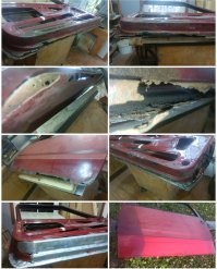 Эх... Не тоже надо пороги и дно варить. 
Дно подшамнили, но так, до поры до времени. 
По хорошему нужно весь низ переварить. 

Вот, пока полуавтомата не было, вот так с дверьми развлекался. :)