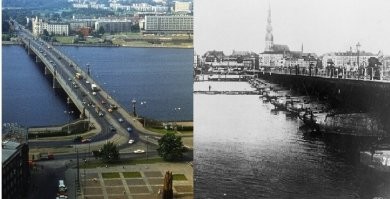 Октябрьский мост в Риге, это его историческое название (теперь каменный) и если бы не Советская власть, так бы и ездили по своему понтонному.