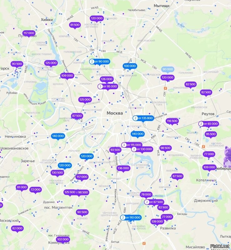 Ерунду не пишите. Пол тыщи объявлений по Москве и ближайшему подмосковью. Сумма до 140 т.р., 3-х комнатная квартира площадью от 70 кв.м.