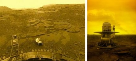 СССР отправил к планете станции  «Венера-13» и «Венера-14»  в марте 1982 года совершили мягкую посадку на поверхность Венеры. Впервые были получены цветные изображения поверхности и проведён прямой анализ грунта планеты. Также СА имели микрофоны, производилась передача звука с поверхности. До сегодняшнего дня советских достижений не повторил!