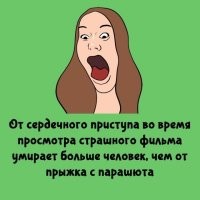 Это потому, что фильмы смотрят больше людей, чем прыгают с парашютом. Что, лядь, вообще за сравнение? Так можно сказать, что под копытами лошадей погибло больше людей, чем под колёсами автомобилей. И хрен поспоришь.