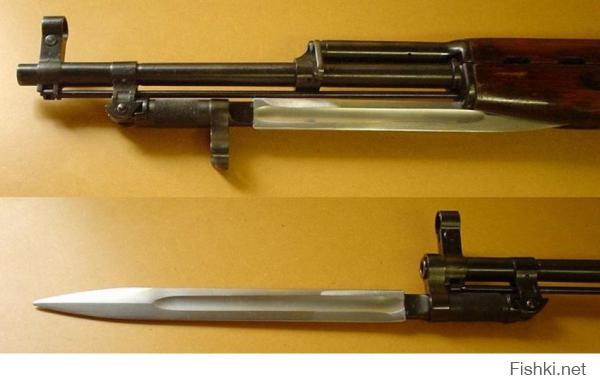 У винтовки Мосина не было штык-ножа, у нее был штык, имел он четырехгранное сечение, а штык-нож был на карабине СКС(самозарядный карабин Симонова), но он повоевать не успел, в 1945 начато производство.