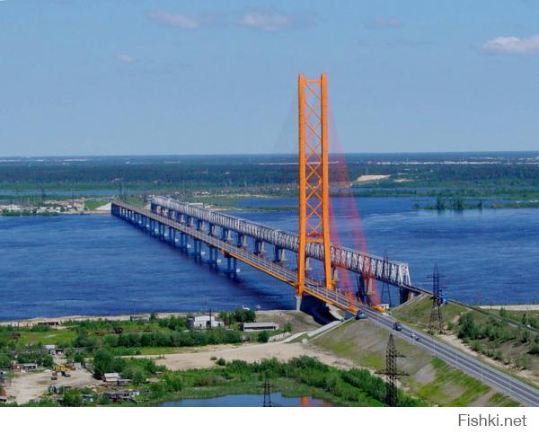 а где Сургутский мост? с одного берега он подвесной: