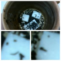 Спантанно бросил в чашку сахар и чай...