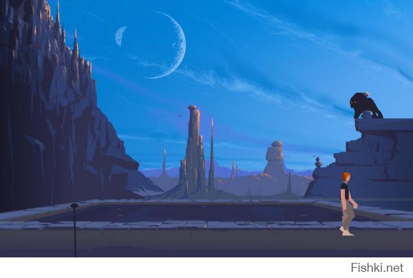 Игра FLASHBACK,она не потомок принца персии на денди,нет.Она просто похожа механикой главного героя что-ли.Просто игр с такой механикой что на денди что на сега очень мало,отсюда и сходство.А игра falashback ,она потомок другой игры на сега ,которая называется another world.Вот внизу картинок добавил.Зря в нее не играл,автор)))Кстати,игра flashback в 2014 году выпущена на ПК,все уровни и квесты в точности повторены,только под современную графику.Вот фотки сначала сеговского another world,прародителя флешбека,а затем и фотки уже ПКшного,нового флешбека.