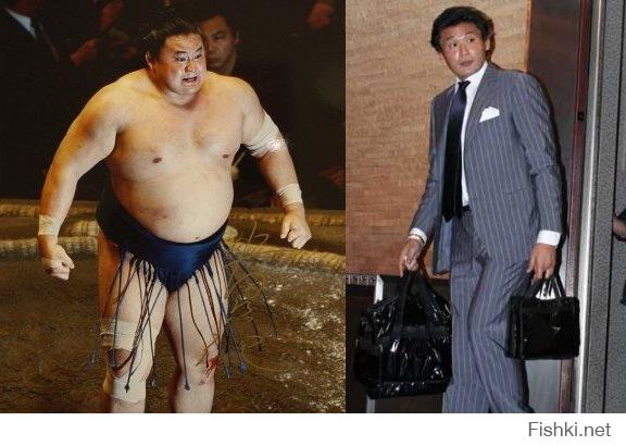 На всю жизнь ?? Фигу! Слева йокодзуна Таканохана где- 2001 год, справа он же десяток лет спустя. Не фейк.