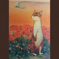 мне подруга вот такую картину нарисовала, повесила её (картину)на кухне)