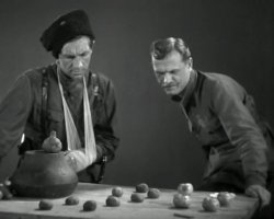 ..Смотри, Петька и учись! Вот здесь белые, а здесь - мы! Понял, сынку?..