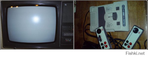 Это было действительно классно для меня ребёнка 90-х! Нужно было только две вещи (денди и рабочий телевизор, она бывало ломался просто...) и сделанные уроки!Вот оно счастье, эх настальЖЖЖЖи :)
Справка: Унифицированный лампово-полупроводниковый цветной телевизор (с блоком цветности на интегральных микросхемах)  II класса «Фотон-736» (УЛПТЦИ-61-II-31) выпускался Симферопольским заводом телевизоров им. 50 летия СССР с 1980 года. Диагональ экрана 61 см (~24,5 дюйма). Потребляемая мощность 250 ВТ. Цена 750 руб.
Первая поломка настигла любимца семьи через четыре года после покупки – бабахнул множитель напряжения. Потом летели лампы, начал барахлить переключатель программ, но все-таки симферополец смог проработать до второй половины 1990-х годов.