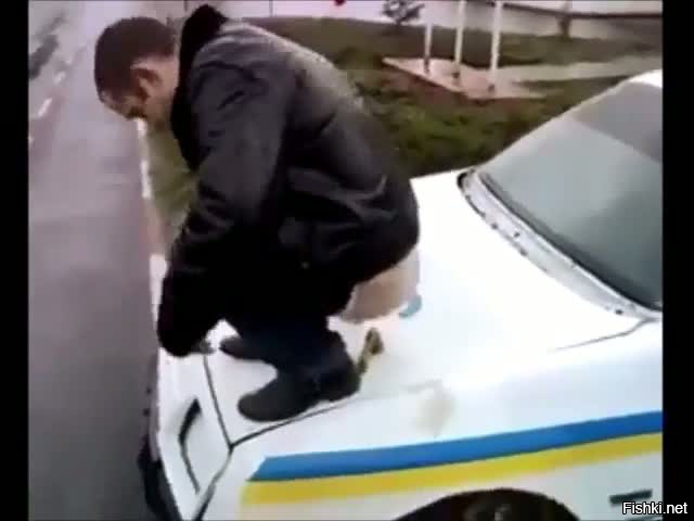 Машина в писюне. Насрал на автомобиль полиция. Какающий человек на автомобиле.