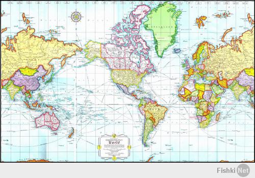 это не американская карта мира. на американских картах мира американский континет в центре - а евразия "разрезана"