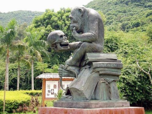 На китайском острове Хайнянь установлен памятник шимпанзе-философу