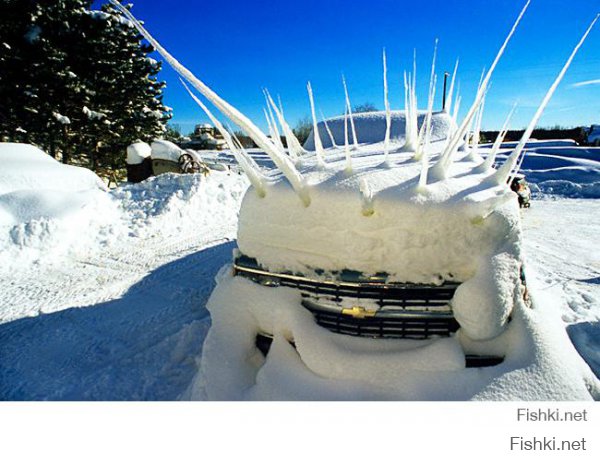Суровая зима и замерзшие машины