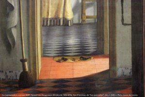 вот Тапочки. и фрагмент 
Samuel van HOOGSTRATEN Vue d'intérieur, ou Les Pantoufles Vers 1658. Musée du Louvre, Paris