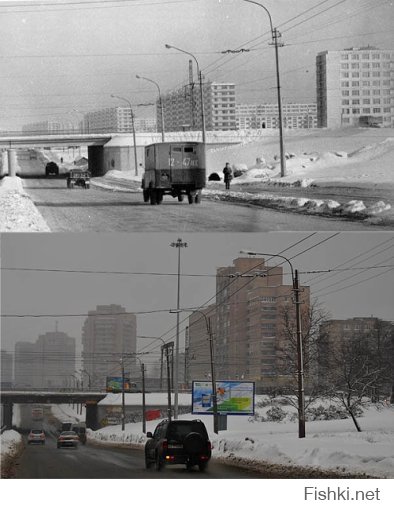 Улица Типанова у путепровода с Витебской ж/д. 
1969 - 2010