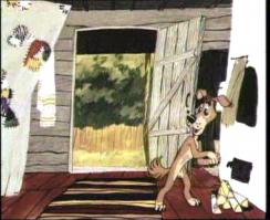 Как Шарик и Матроскин печь перетаскивали:
В первой серии “Трое из Простоквашино” печь находится справа от нас (слева от двери).
А вот в третьей серии “Зима в Простоквашино” мы видим печку уже в правой части экрана.Очевидно, Матроскину и Шарику было нечего делать долгими зимними вечерами и они развлекались тем, что перетаскивали печь с места на место.