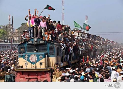 Общий вагон индийского поезда