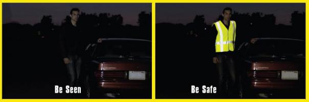 Ребята, если вы любите своих близких то заставьте их носить в тёмное время жилет с отражателями. Сами удивитесь насколько он эфективен.