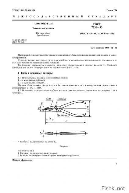 Плоскогубцы ГОСТ 7236-93