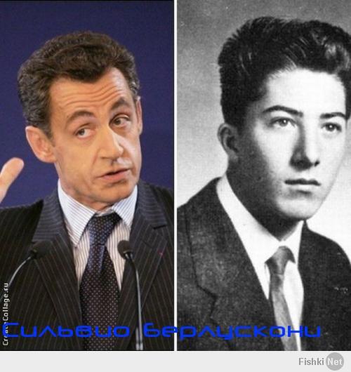 Ну во-первых это не Берлускони, а Бред Питт))) (шучу). Это Саркози. А во-вторых - справа молодой Дастин Хофманн. Эх ты, афтор, **ёныть)))))