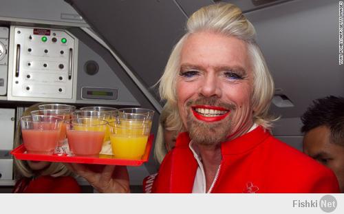 Ричард Брансон (Владелец Авиакомпании Virgin Atlantic) 
Проспорил своему другу и вот что получилось )))) :)