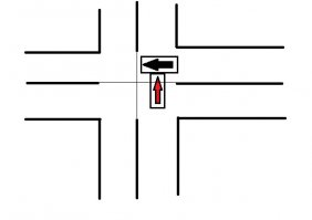По факту:
Мадам выйхала на желтый (запрещающий сигнал)
Мужик не выполнил требование пункта правил 13.8. При включении разрешающего сигнала светофора водитель обязан уступить дорогу транспортным средствам, завершающим движение через перекресток, и пешеходам, не закончившим переход проезжей части данного направления.

НО! при разборе решающую роль сыграет растояние каждого автомобиля до конца перекрестка в момент столкновения.

Тоесть если схема такая - то виноват черный (мужик)
