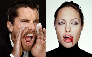 Он на нее за палец ругается?