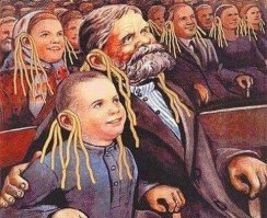 - Эх хорошо то как дедушка. 
- И не говори внучек, рубль растёт, цены падают.