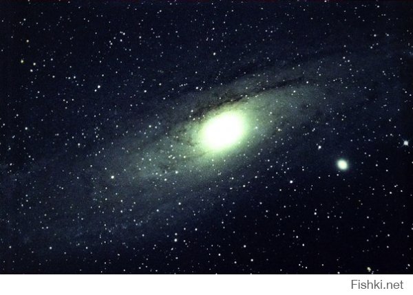 Не. Это "Вертушка" m101,по каталогу Мессье.
Андромеда к нам гораздо ближе и по другим углом. Вот как она выглядит в эту же трубу (это 2013 год)