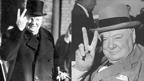 Вот Черчилль показывает жест "победа". Или, хотите сказать, он говорит "отвалите"?