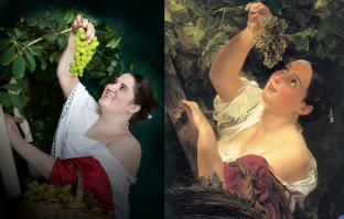 Это она че ****ь со сливы виноград собирает? ))))