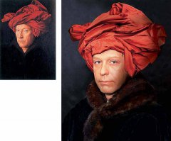 Вот-вот, у немки плагиат и халтура.
Википедия:
"Первые работы фотохудожника Екатерины Рождественской были опубликованы в марте 2000 года в российском журнале «Караван историй». Это был фотопроект под названием «Частная коллекция» — серия фотопортретов наших современников в образах прошлого, героями которых стали известные российские политики, телеведущие, актёры театра и кино, звёзды шоу-бизнеса, журналисты, спортсмены, деятели культуры и науки. При помощи грима, костюмов и декораций они перевоплощались в персонажей живописных полотен великих художников прошлого. Всего в проектах Екатерины Рождественской приняли участие более трёх тысяч человек."