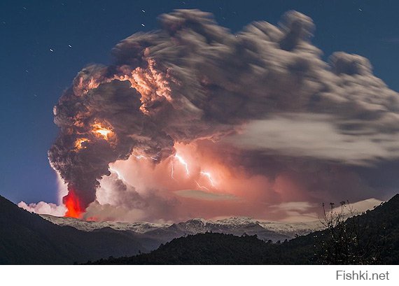 Это не туча а вулкан Пуйеуэ в Чили.