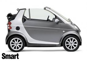 товарищ женился недавно, арендовал смарт кабриолет вместо лимузина!
но чисто из экономических соображений... а вышло мега креативно! 
Платье невесты было столь пышным, что сама невеста выглядела больше того смарта...
ржачно было, когда она в него садилась - казалось, что не поместится :D