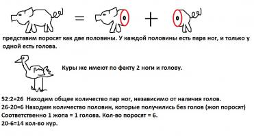 количество пар ног. Да, это выглядит не логически представлять поросенков из двух частей, но задумка имеет место быть =)